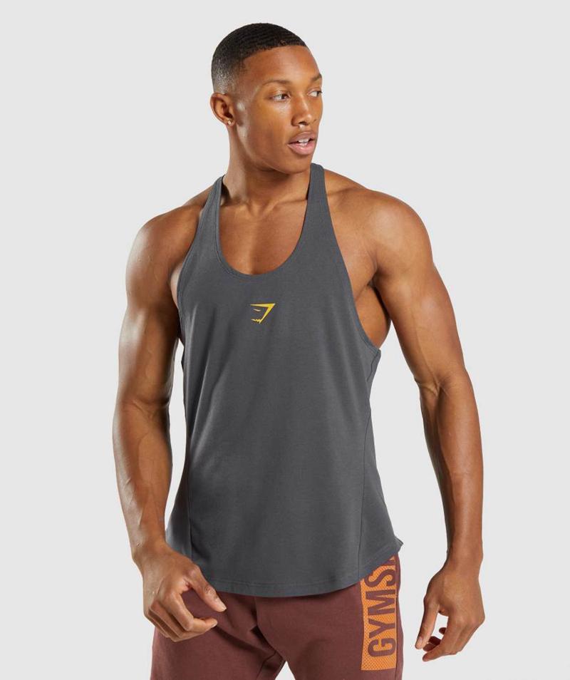 Gymshark Bold Stringer Ujjatlan Póló Férfi Fekete Szürke Hungary | ZUKGM-2307