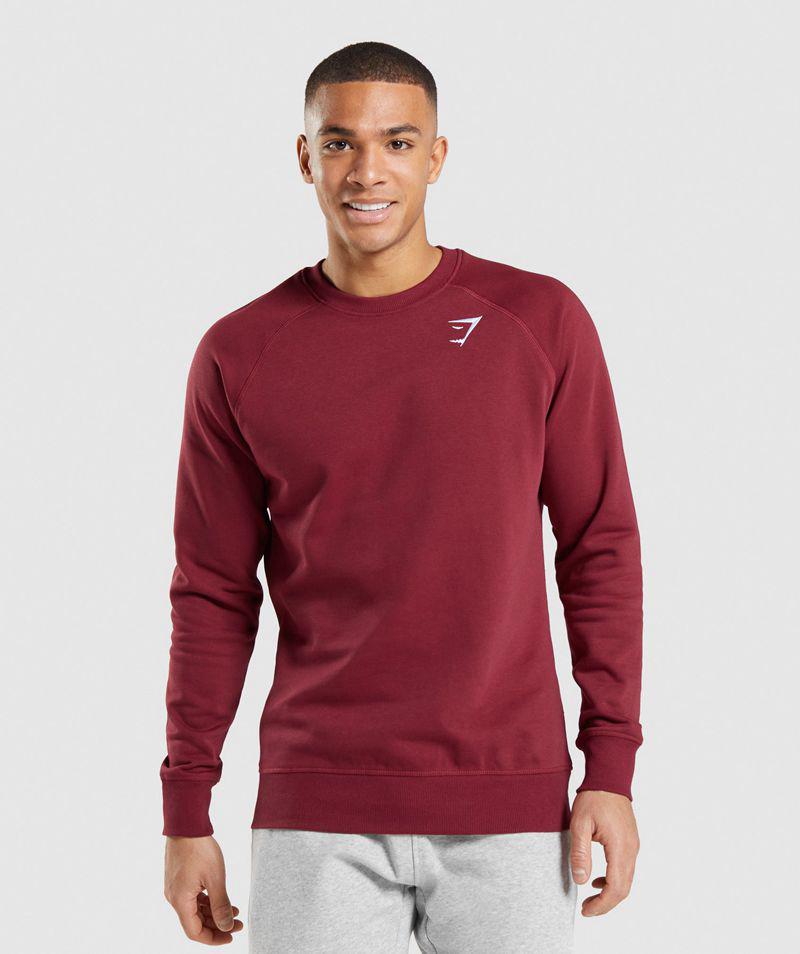 Gymshark Crest Pulóverek Férfi Bordó Hungary | FKDYU-2035