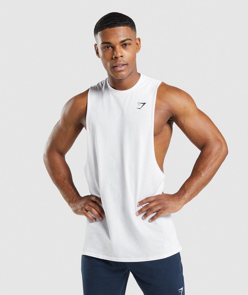 Gymshark Critical 2.0 Drop Arm Ujjatlan Póló Férfi Fehér Hungary | TBOIP-4810