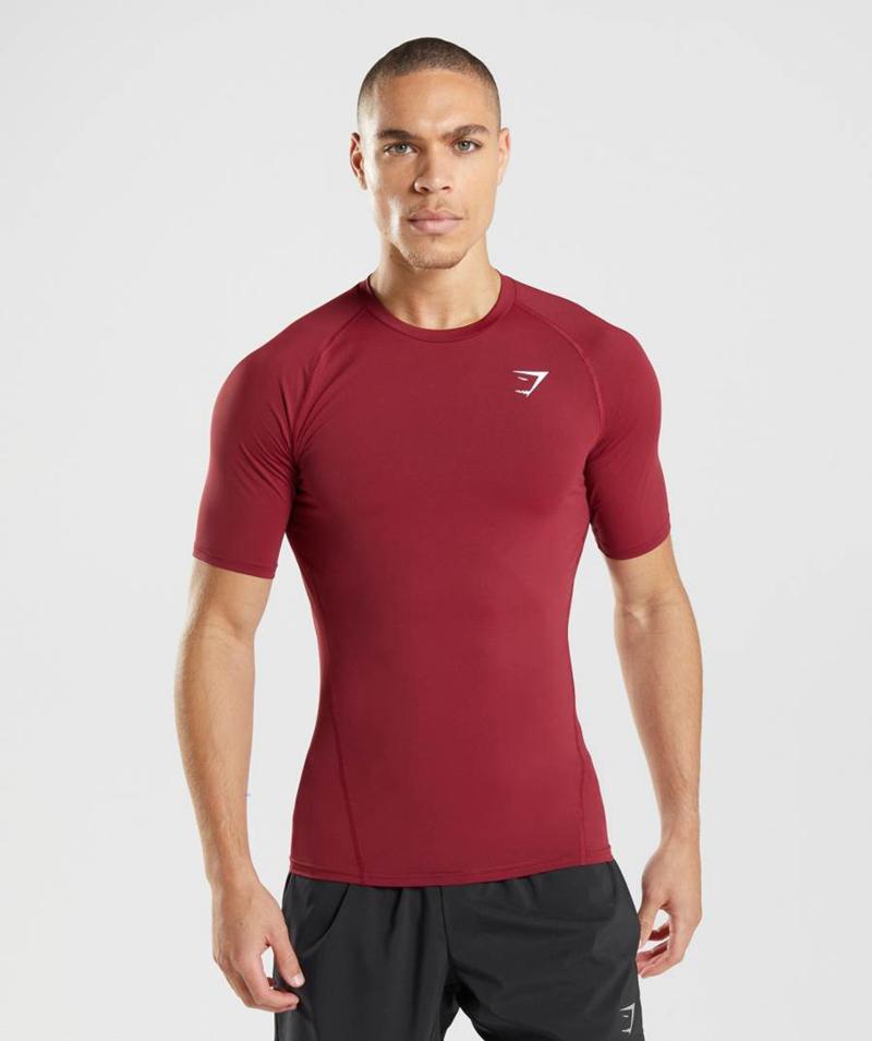 Gymshark Element Baselayer T-Shirts Férfi Bordó Hungary | VREZJ-2519