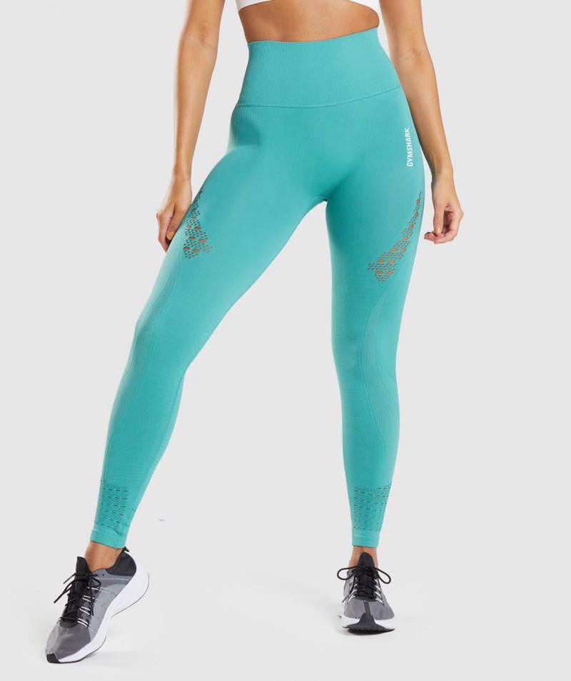 Gymshark Energy Seamless Leggings Női Türkiz Hungary | QAPYJ-2130