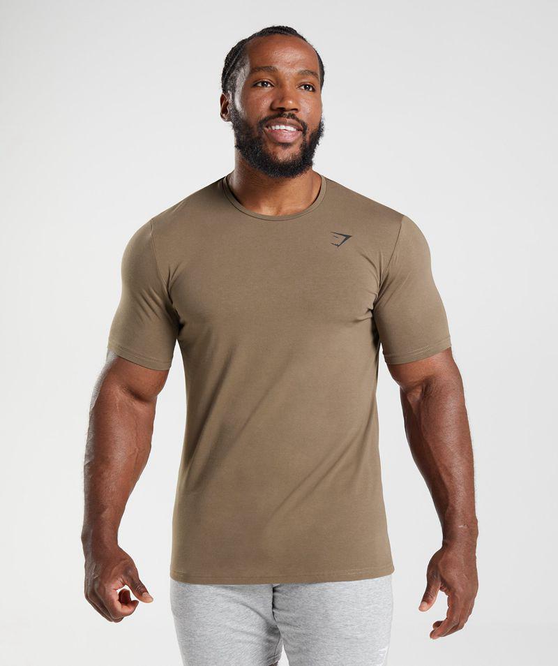 Gymshark Essential T-Shirts Férfi Barna Hungary | POWLV-2413