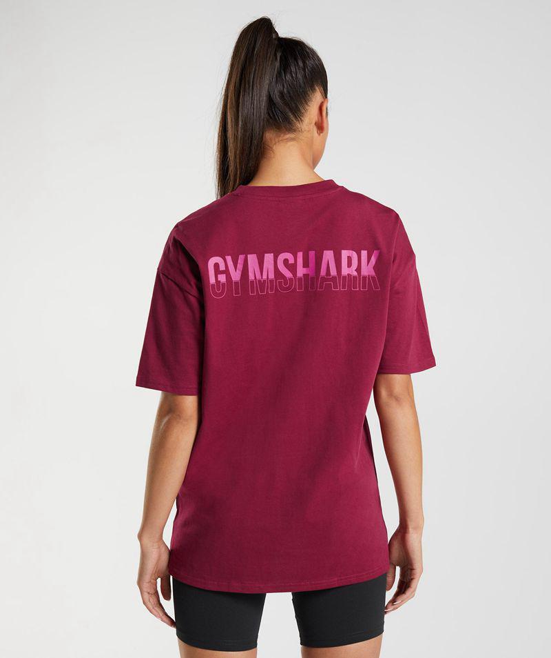 Gymshark Fraction Oversized T-Shirts Női Rózsaszín Hungary | RQTFG-2501