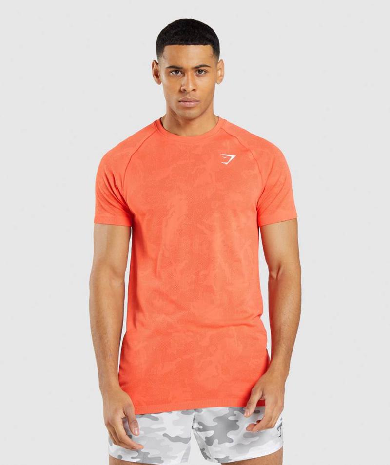 Gymshark Geo Seamless T-Shirts Férfi Narancssárga Narancssárga Hungary | PFXRS-2896