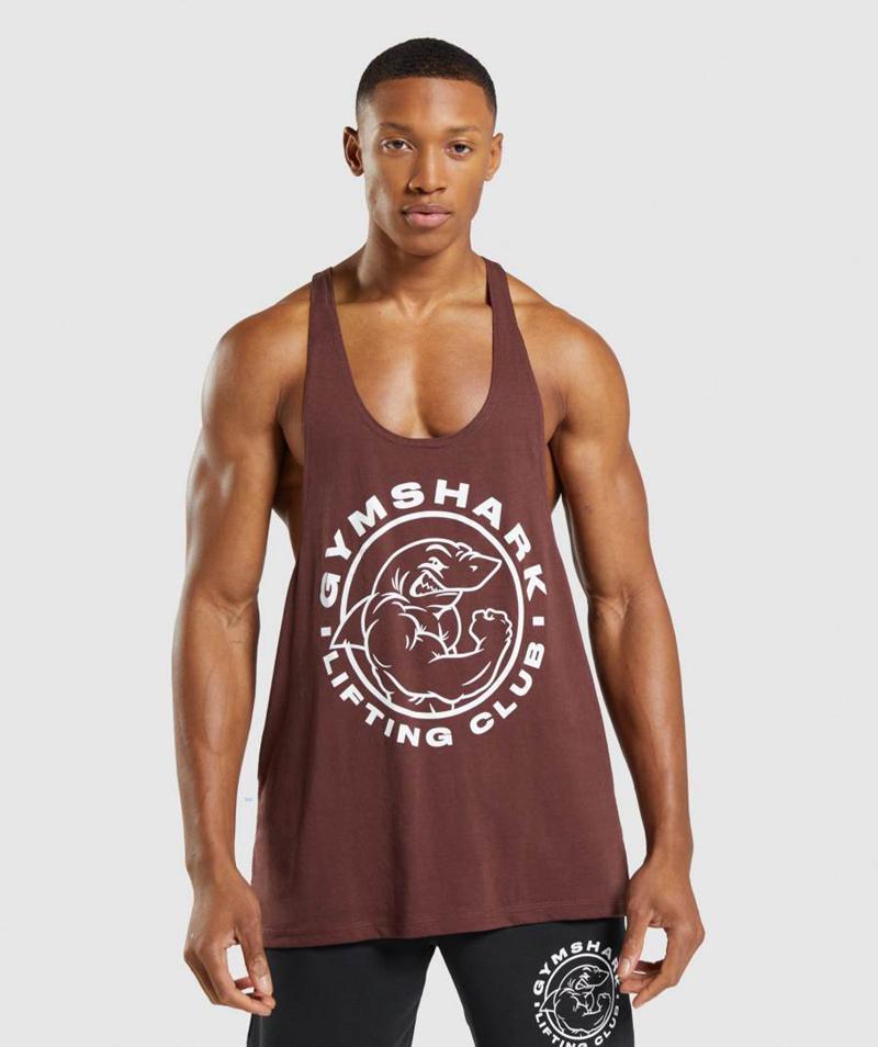 Gymshark Legacy Stringer Ujjatlan Póló Férfi Rózsaszín Barna Hungary | AHZVU-8096