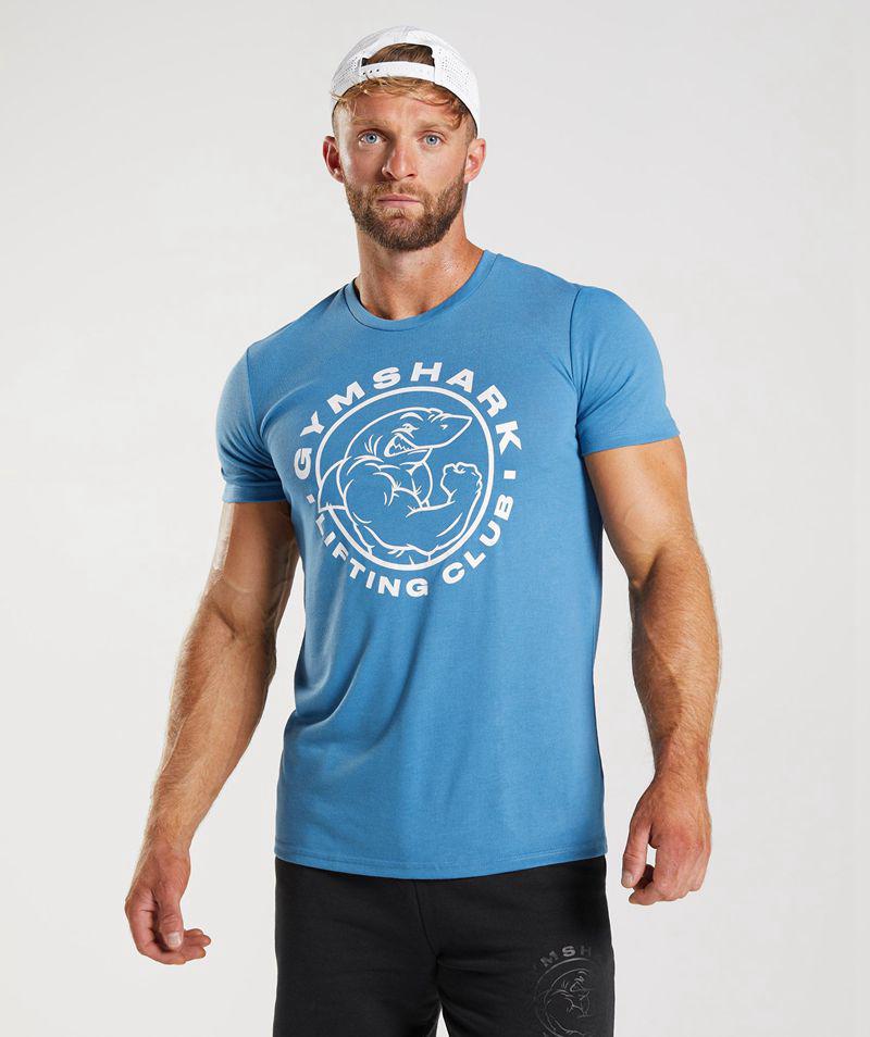 Gymshark Legacy T-Shirts Férfi Kék Hungary | WKXOR-2054