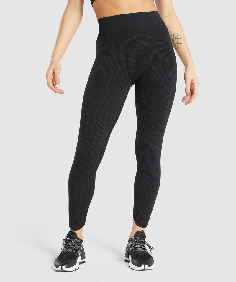 Gymshark Pause Seamless Leggings Női Fekete Hungary | UFCXH-8320