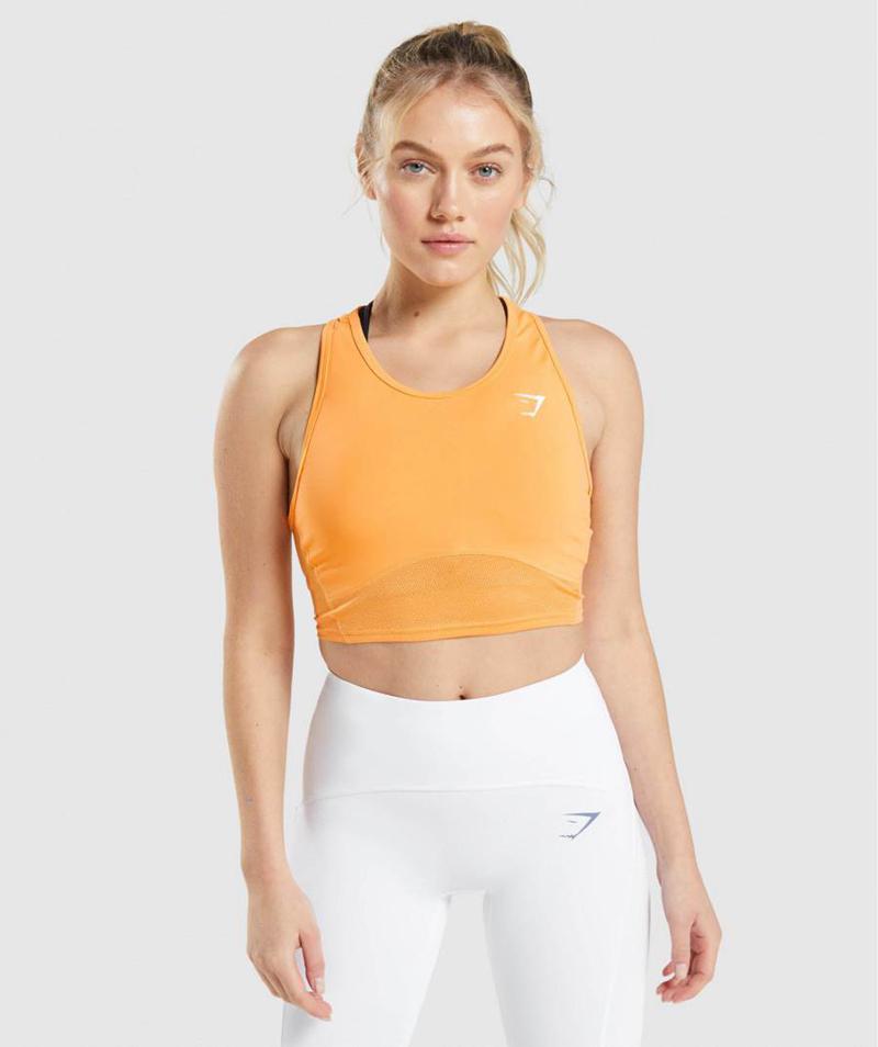 Gymshark Pulse Crop Ujjatlan Póló Női Sárgabarack Narancssárga Hungary | QZMBH-3504