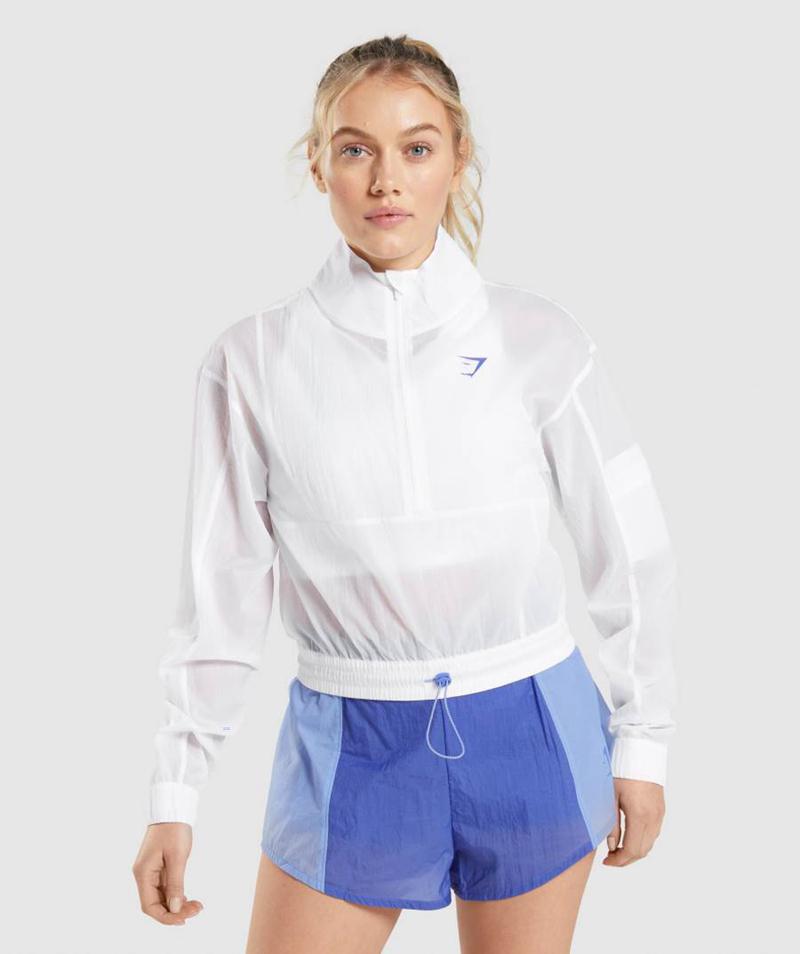 Gymshark Pulse Woven Kabát Női Fehér Hungary | NKGFH-1952