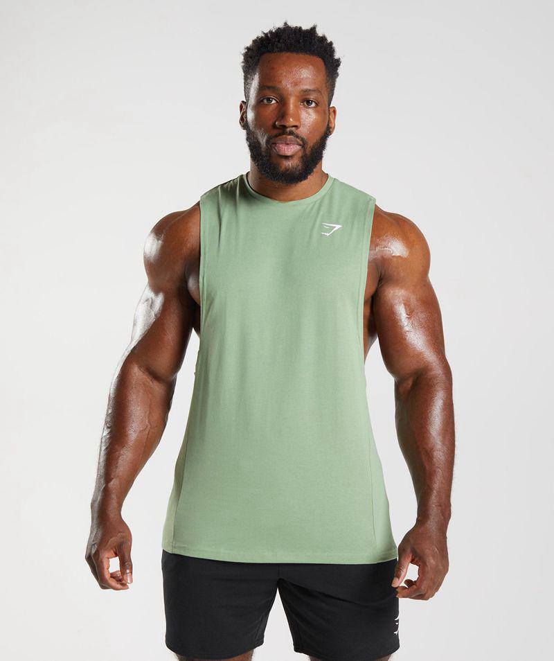 Gymshark React Drop Arm Ujjatlan Póló Férfi Zöld Hungary | BWJCI-4159