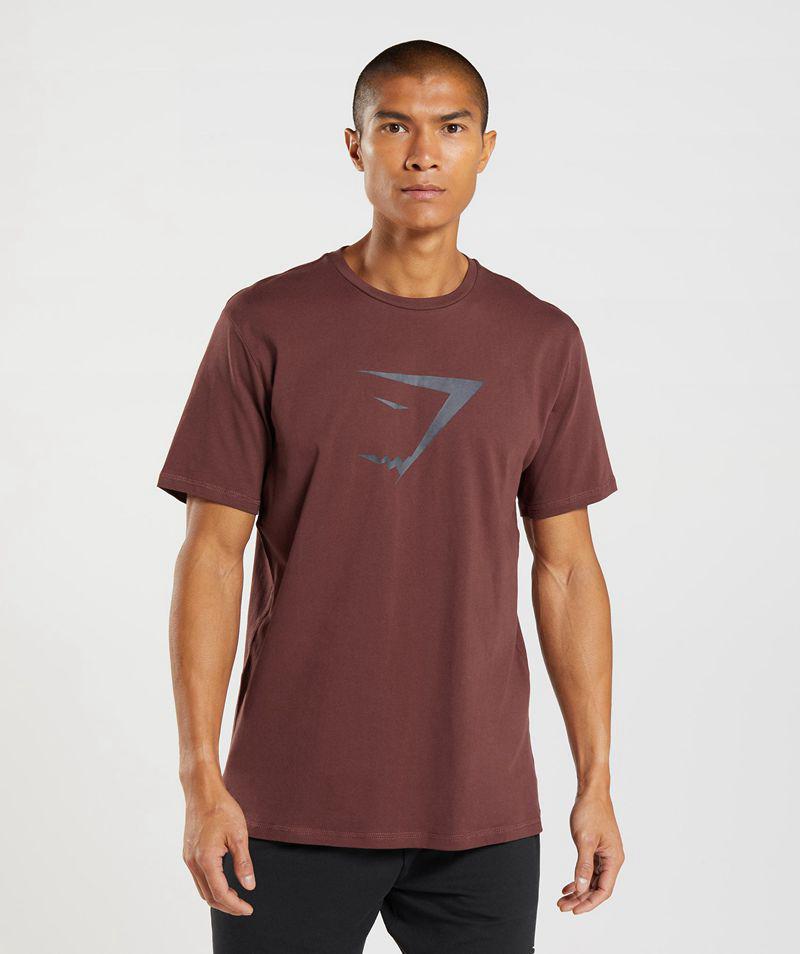 Gymshark Sharkhead Infill T-Shirts Férfi Bordó Hungary | VFXZI-4370