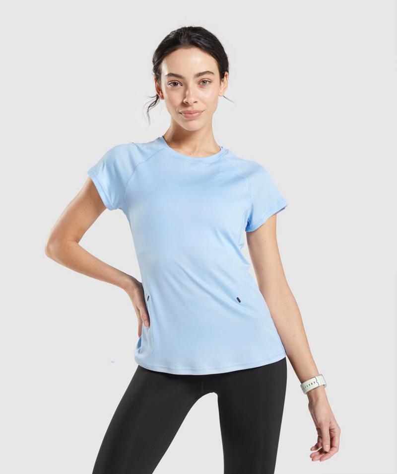 Gymshark Speed T-Shirts Női Szürke Kék Hungary | EUFZH-0139