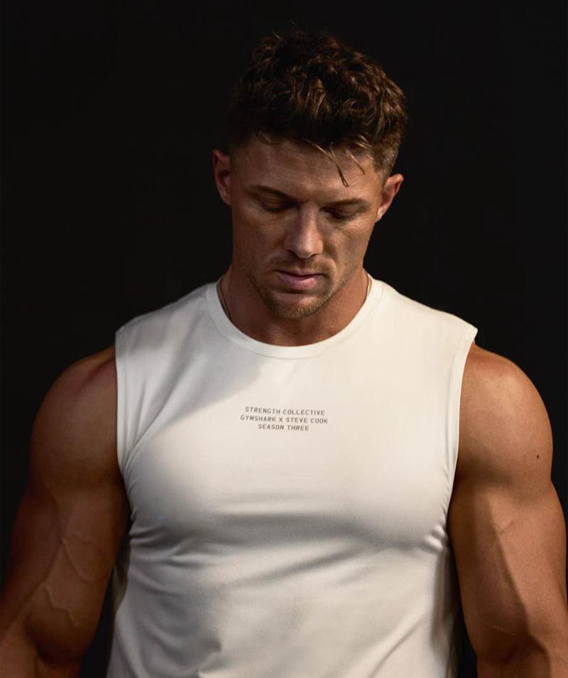 Gymshark Steve Cook Ujjatlan Póló Férfi Fehér Hungary | ZCBRX-7261