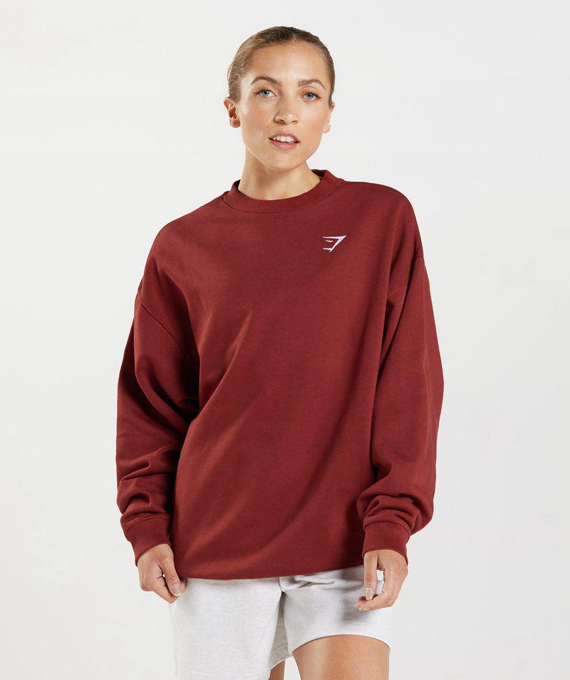 Gymshark Training Oversized Pulóverek Női Piros Hungary | UVSND-3427