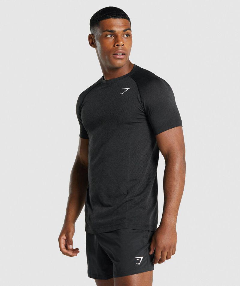 Gymshark Vital Light Seamless T-Shirts Férfi Fekete Hungary | SAFBE-2870