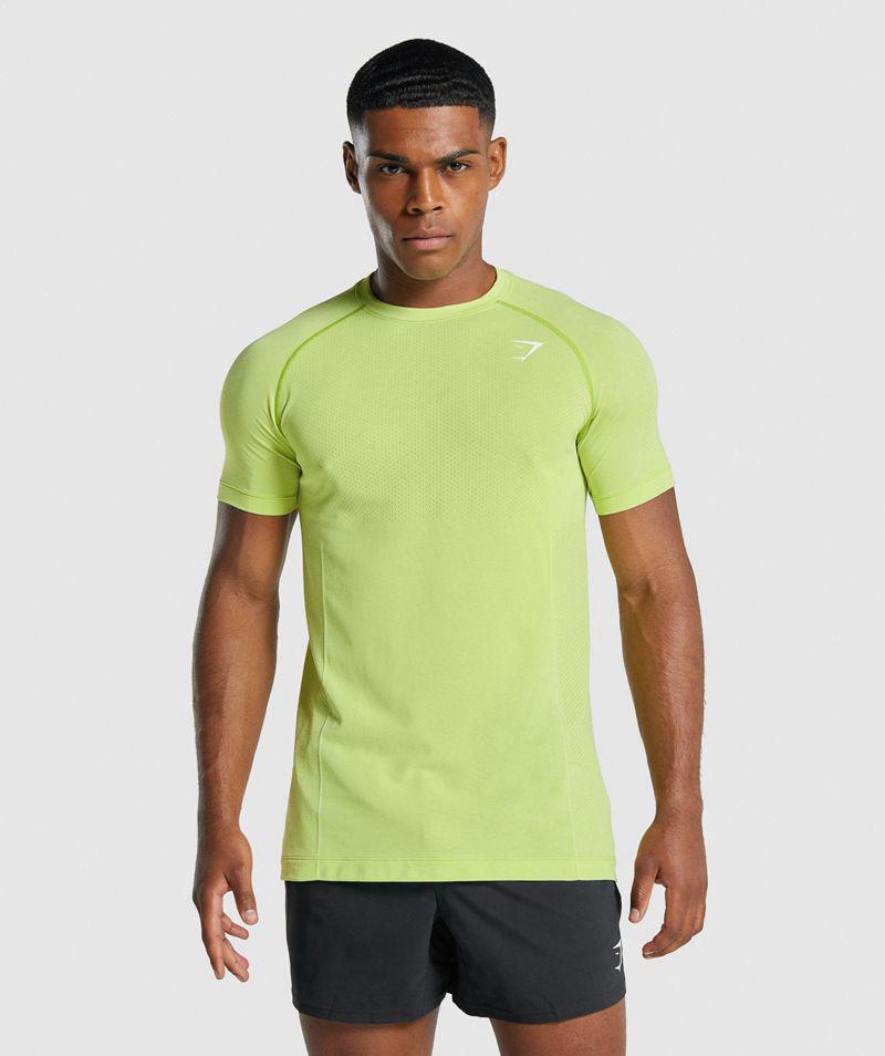 Gymshark Vital Light Seamless T-Shirts Férfi Sárga Hungary | XVHRD-5426