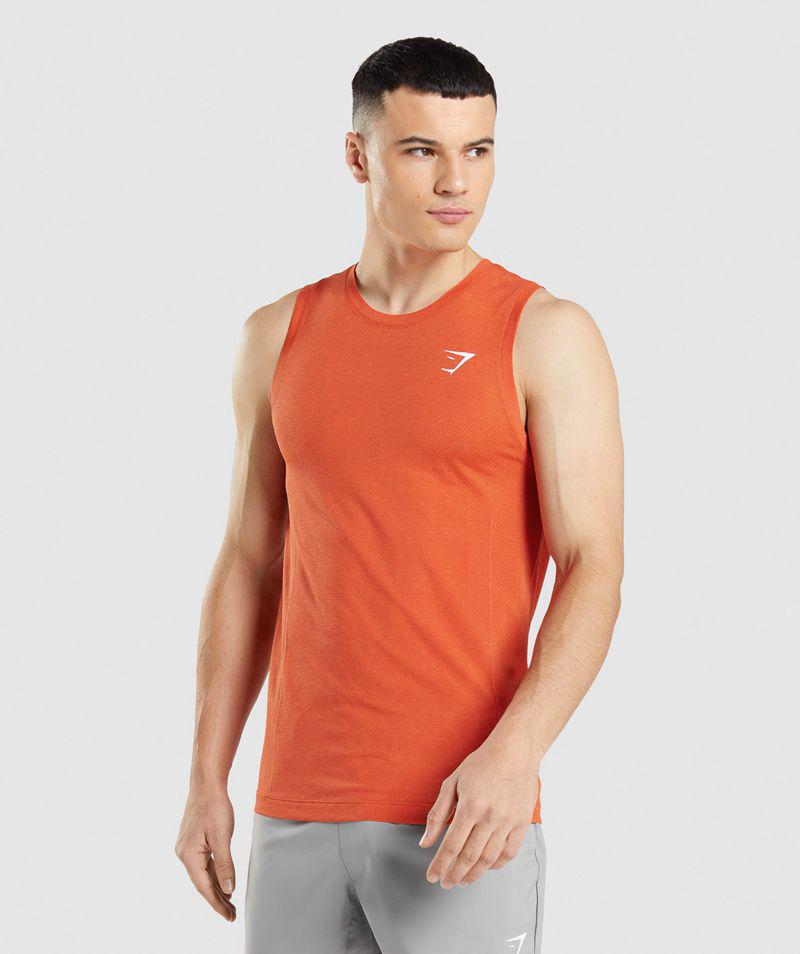 Gymshark Vital Seamless Light Ujjatlan Póló Férfi Narancssárga Hungary | MHQBE-8752