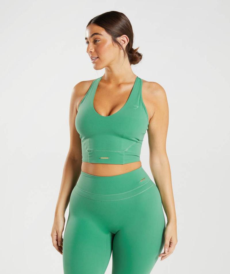 Gymshark Whitney Crop Ujjatlan Póló Női Zöld Hungary | JOCHB-5621